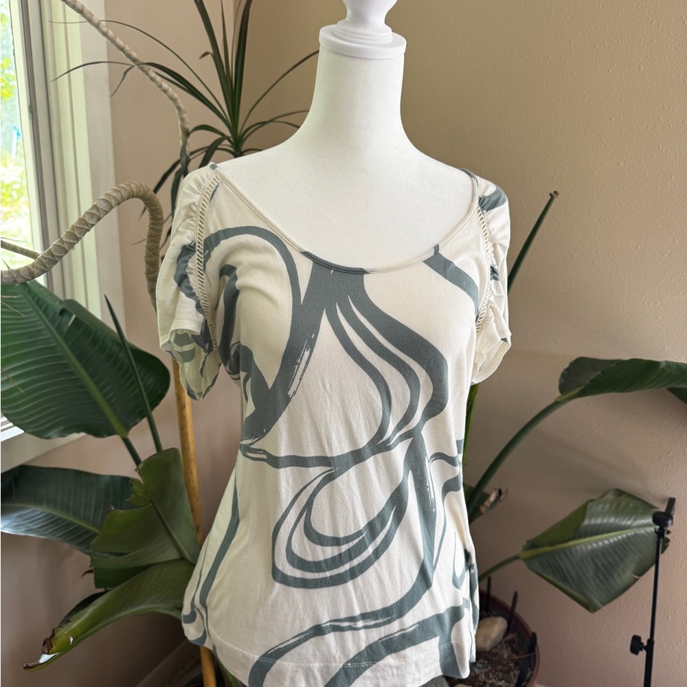 Calvin Klein Cream and Gray Blouse